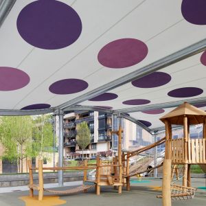 Tensioned canvas with moles